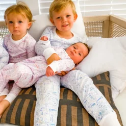 Hamptons Two Piece Kids Pajamas in Sunset Pink