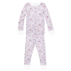 Hamptons Two Piece Kids Pajamas in Sunset Pink