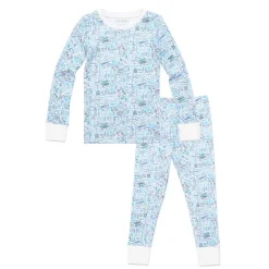 Hamptons Two Piece Kids Pajamas in Day Blue