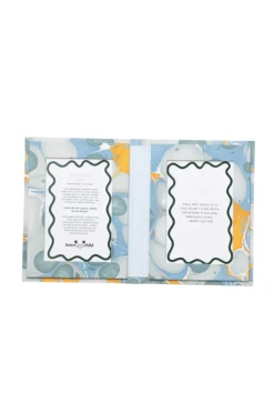 Hand Marbled Picture Frame Folding Book in Grey and Blue