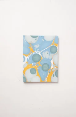 Hand Marbled Picture Frame Folding Book in Grey and Blue