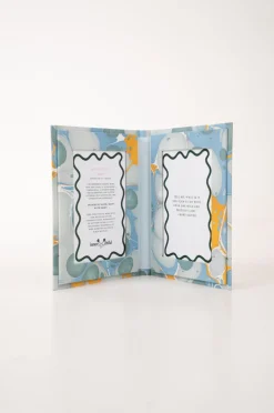 Hand Marbled Picture Frame Folding Book in Grey and Blue