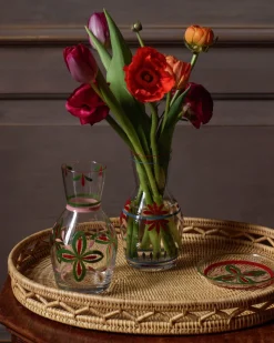 Hand Painted Carafe, Blue and Red