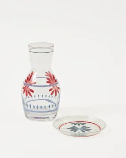 Hand Painted Carafe, Blue and Red