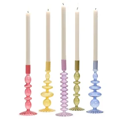 Hand-Blown Glass Candleholder, Set of 5