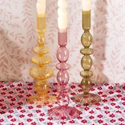 Hand-Blown Glass Candleholder, Set of 5