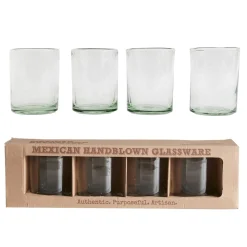 Handblown Glasses in Clear, Set of 4