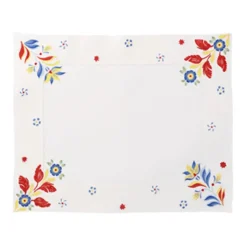 Hand-Embroidered Floral Placemats in Red Multi, Set of Two