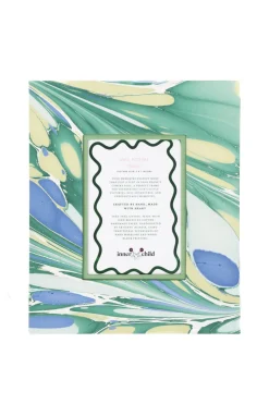 Hand-Marbled Large Wall Picture Frame 5x7 in Green & Blue