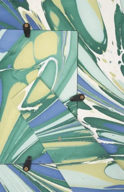 Hand-Marbled Large Wall Picture Frame 5x7 in Green & Blue