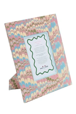 Hand-Marbled Large Wall Picture Frame 5x7 in Lilac Blue