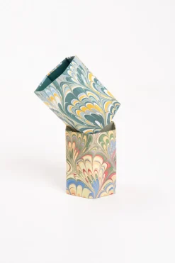 Hand-Marbled Pencil Holder Organizer in Blue Marbling