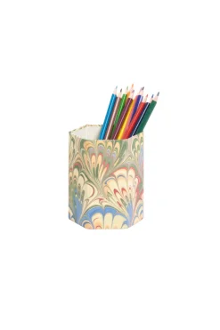 Hand-Marbled Pencil Holder Organizer in Multicolor