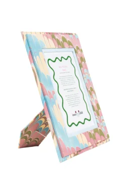 Hand-Marbled Picture Frame 4x6 in Lilac Blues