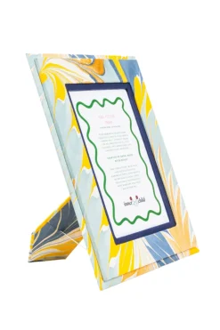 Hand-Marbled Picture Frame 4x6 in Blue & Gold