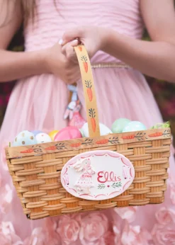 Hand-Painted Heirloom Custom Easter Basket in Pink