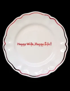 Happy Wife, Happy Life! Scalloped Plate, Set of 6