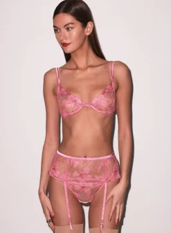 Harper Embroidery Demi Bra in Pink Cadillac