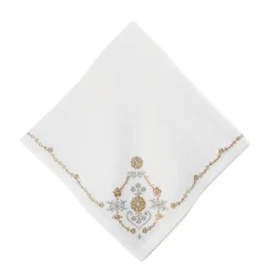 Heidi Embroidered Napkin in Gold/Silver