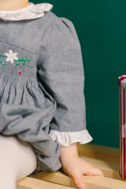 Heidi Grey Long Sleeve Smocked Bubble