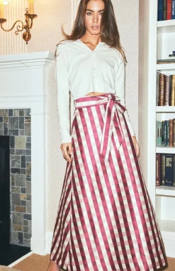 Helena Midi Wrap Skirt in Wine Gingham