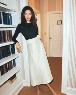 Helena Midi Wrap Skirt in Ivory