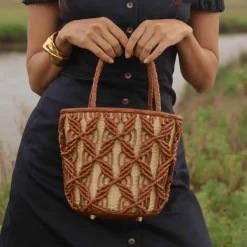 Helix Woven Mini Crossbody in Cinnamon