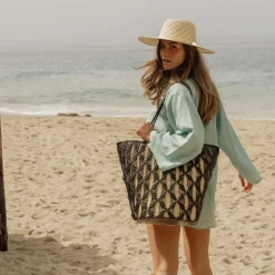 Helix Woven Tote in Black