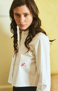 Henrietta Blouse in Blanc & Rouge