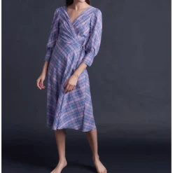 Hestia Purple Cotton Wrap Dress