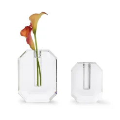 Hex Crystal Vase, Set of 2
