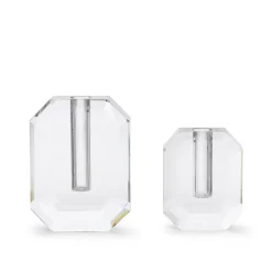 Hex Crystal Vase, Set of 2