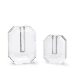 Hex Crystal Vase, Set of 2