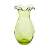 Hibiscus Glass Green Vertical Fluted Small Vase