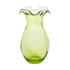Hibiscus Glass Green Vertical Fluted Small Vase