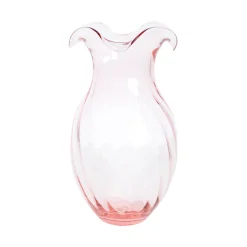 Hibiscus Glass Pink Vertical Fluted Small Vase