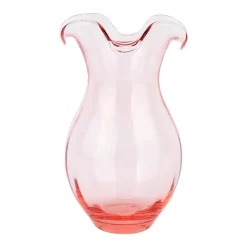 Hibiscus Glass Vertical Fluted Medium Vase in Pink