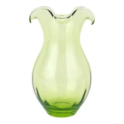 Hibiscus Glass Vertical Fluted Medium Vase in Green