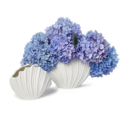 High Gloss White Shell Vases, Set of 2