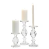 High-Glass Pedestal Candleholders, Set of 3