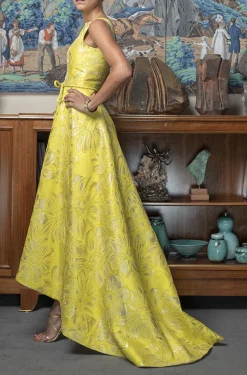 High-Low Bateau Neck Gown