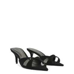 Hilda Leaf Mule Suede Sandal in Black