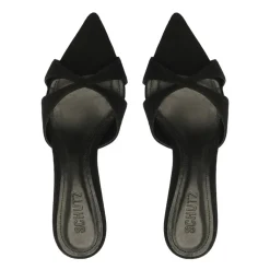 Hilda Leaf Mule Suede Sandal in Black