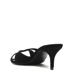 Hilda Leaf Mule Suede Sandal in Black