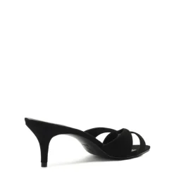 Hilda Leaf Mule Suede Sandal in Black