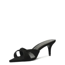 Hilda Leaf Mule Suede Sandal in Black