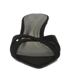 Hilda Leaf Mule Suede Sandal in Black