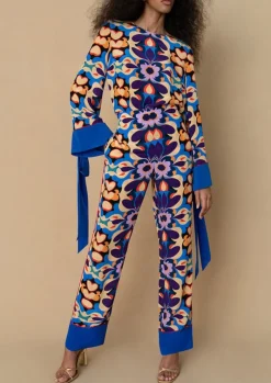 Honey Crepe Top in Seventies Blue