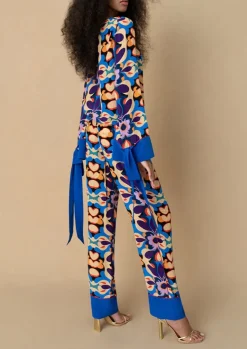 Honey Crepe Top in Seventies Blue