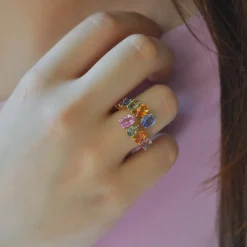 Honeysuckle Wrap Multi-Colored Sapphire Ring